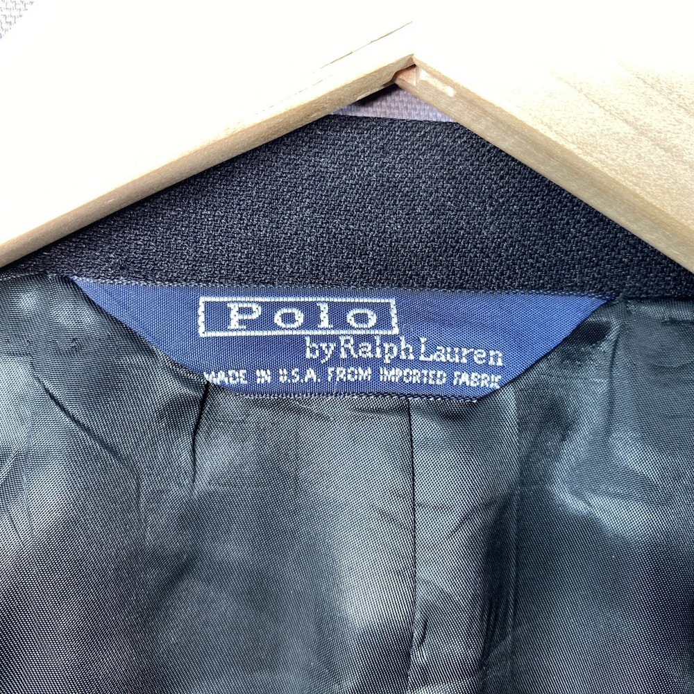 VTG Polo Ralph Lauren Blazer Peak Lapel Mens 42R Charcoal Wool USA Union Made - Picture 14 of 16